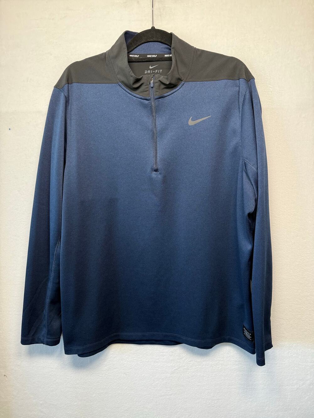 NIke Golf Dri-Fit Performance 1/4 Zip Pullover, Blue/Black, Size XL